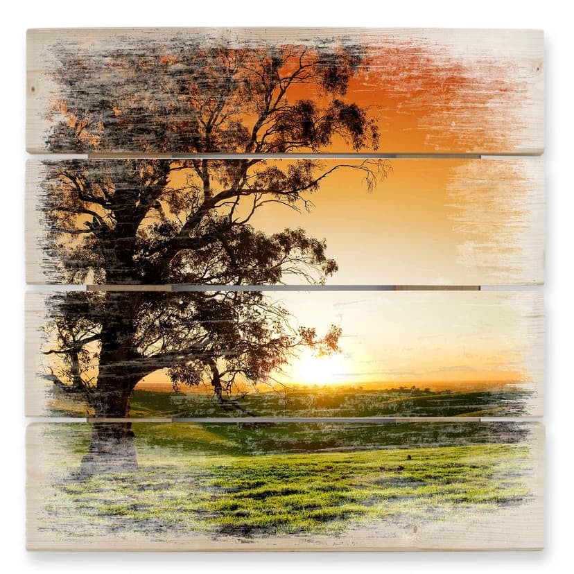 Stampa su legno - Tramonto sulle colline