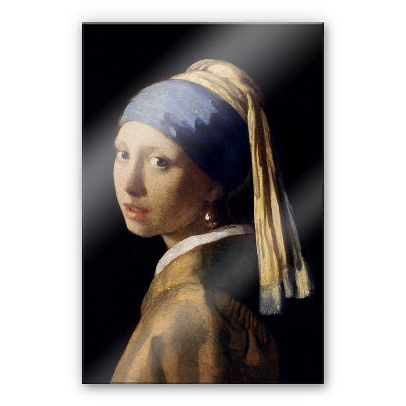 Stampa su vetro acrilico di Vermeer - La ragazza con l'orecchio di perla