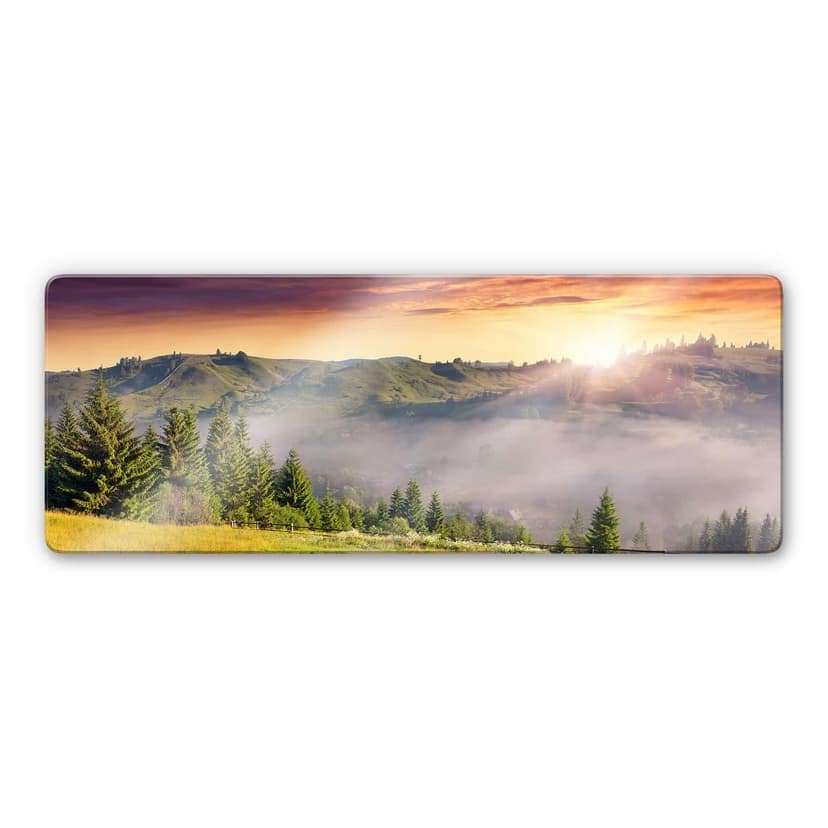 Stampa su vetro - Valle montana nella nebbia - panoramica