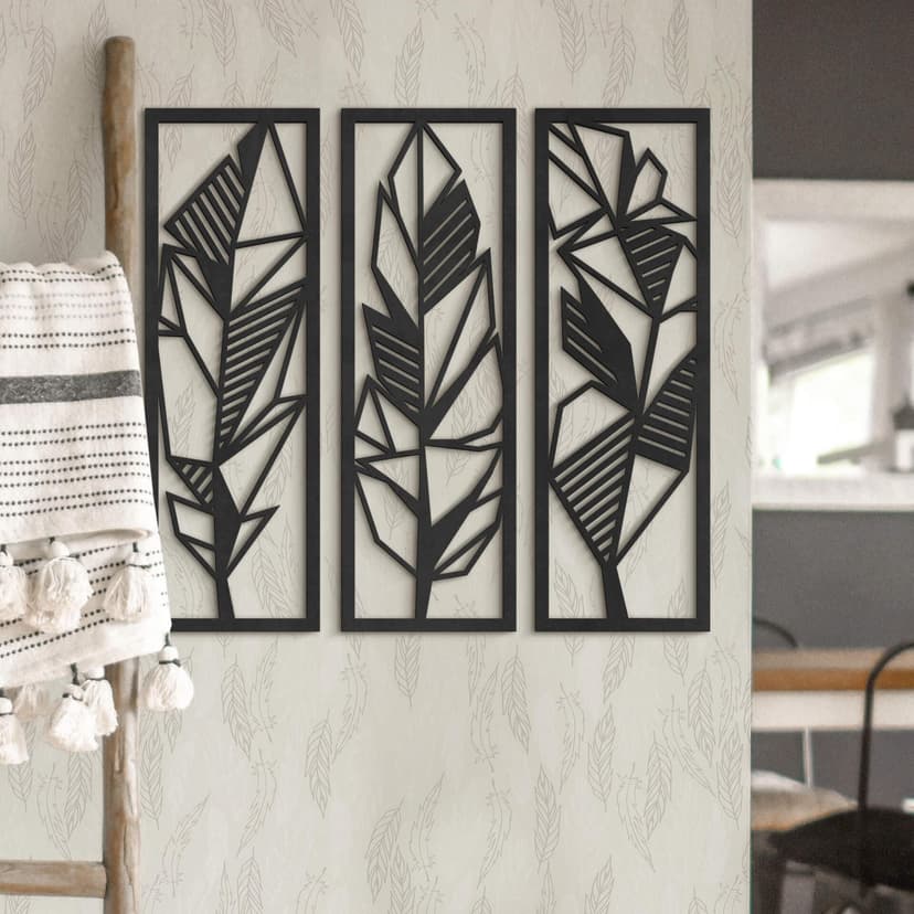 Decoro MDF - Piume (n.3 pezzi)