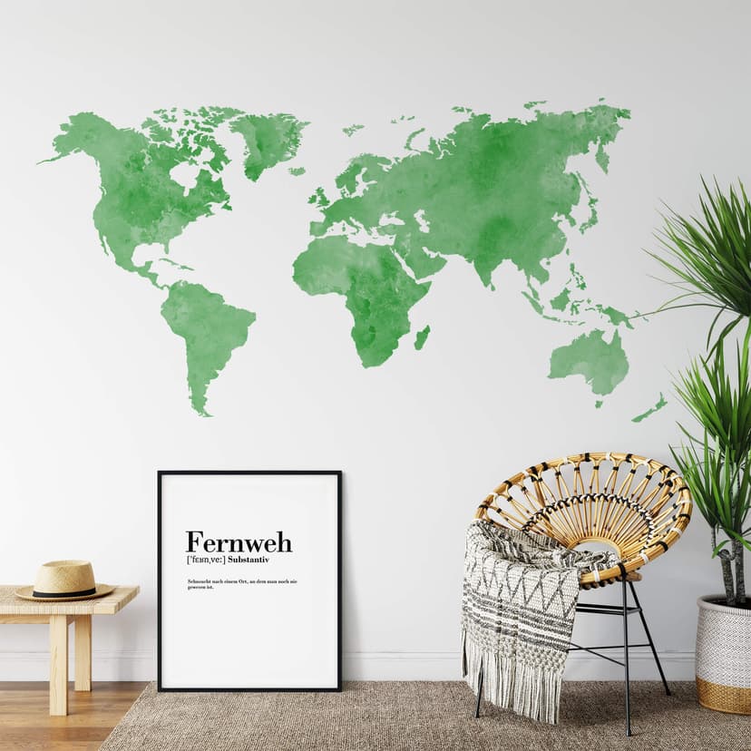 Adesivo - mappamondo VERDE in stile acquarello erde)