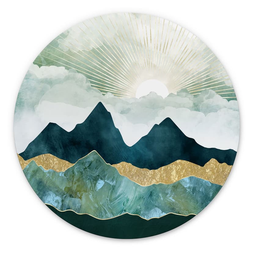 Decorazione murale in Dibond Paesaggio solare in blu e oro - SpaceFrog Designs