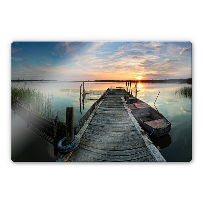 Stampa su vetro - Tramonto sul lago