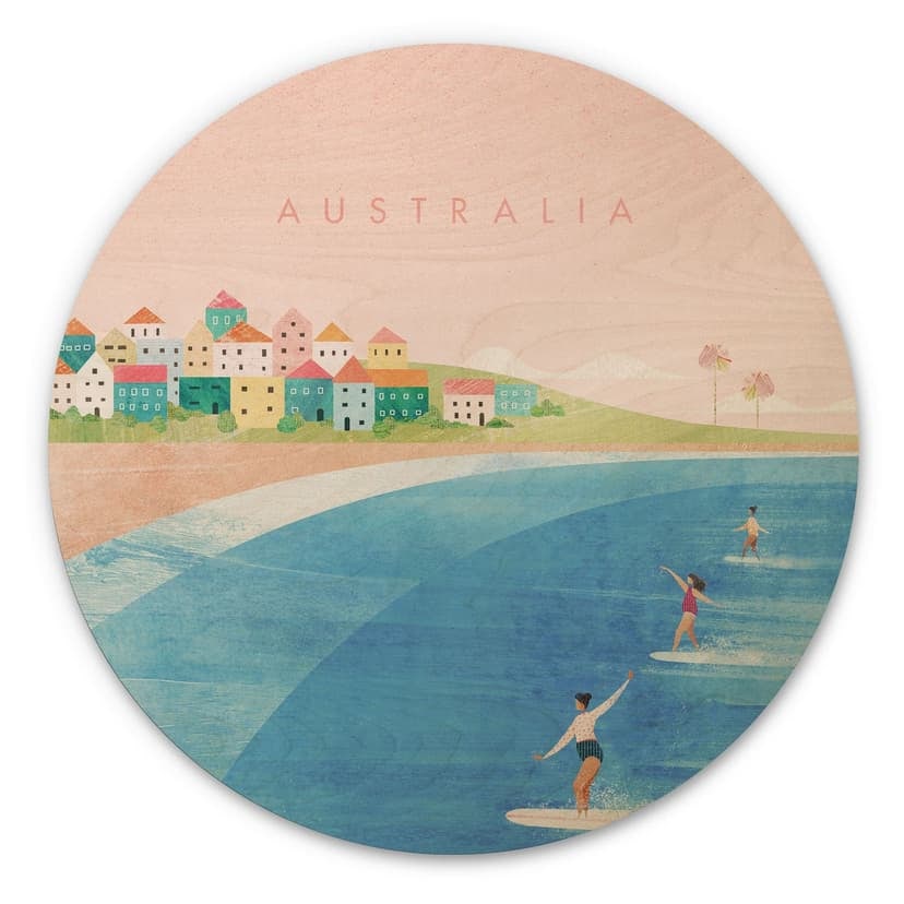Stampa su legno Surf sulla costa dell'Australia - Rivers