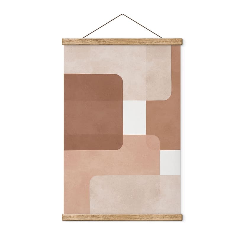 Stampe su tessuto con astrazione boho in beige-marrone - Costa