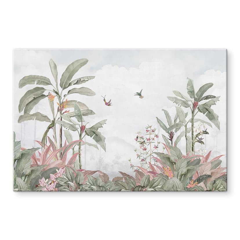Stampa su acrilico Idillio tropicale con colibrì blu - Bloomery Decor