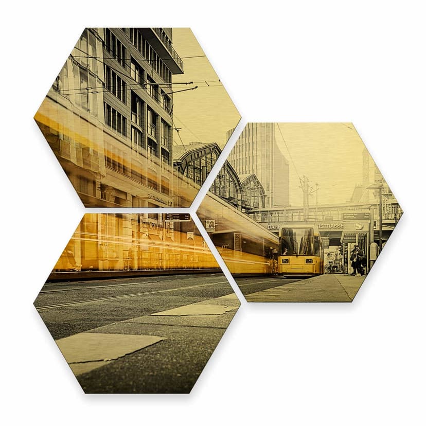 Hexagon - Alu-Dibond-Goldeffekt - Berlin Friedrich