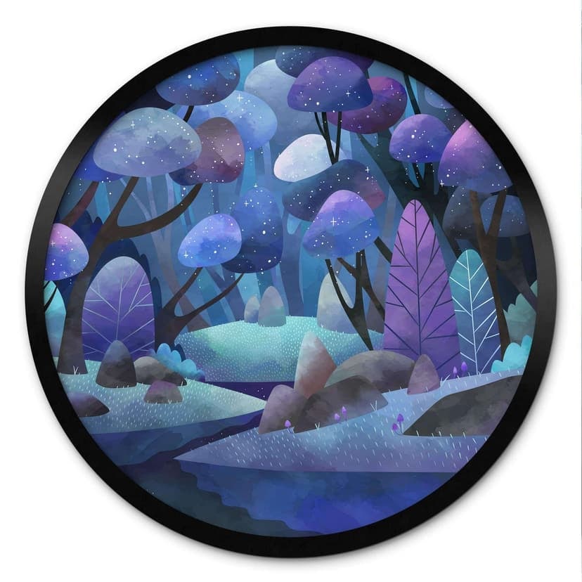 Poster della foresta incantata in blu notte - DigitalArtsi - Rotonda