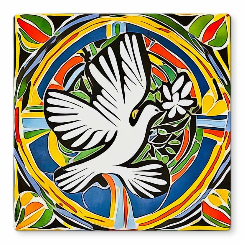Stampa su vetro Colomba colorata della pace - Ispirata a Matisse - Zamart