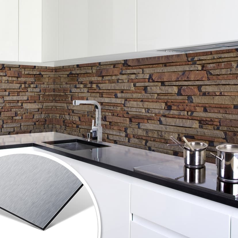 Rivestimento cucina - Alu-Dibond argentato - Muro 05