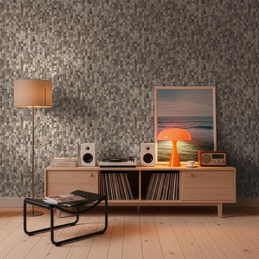 Carta da parati in tessuto non tessuto Daniel Urban Lines grigio beige nero metallizzato - Struttura della superficie a righe