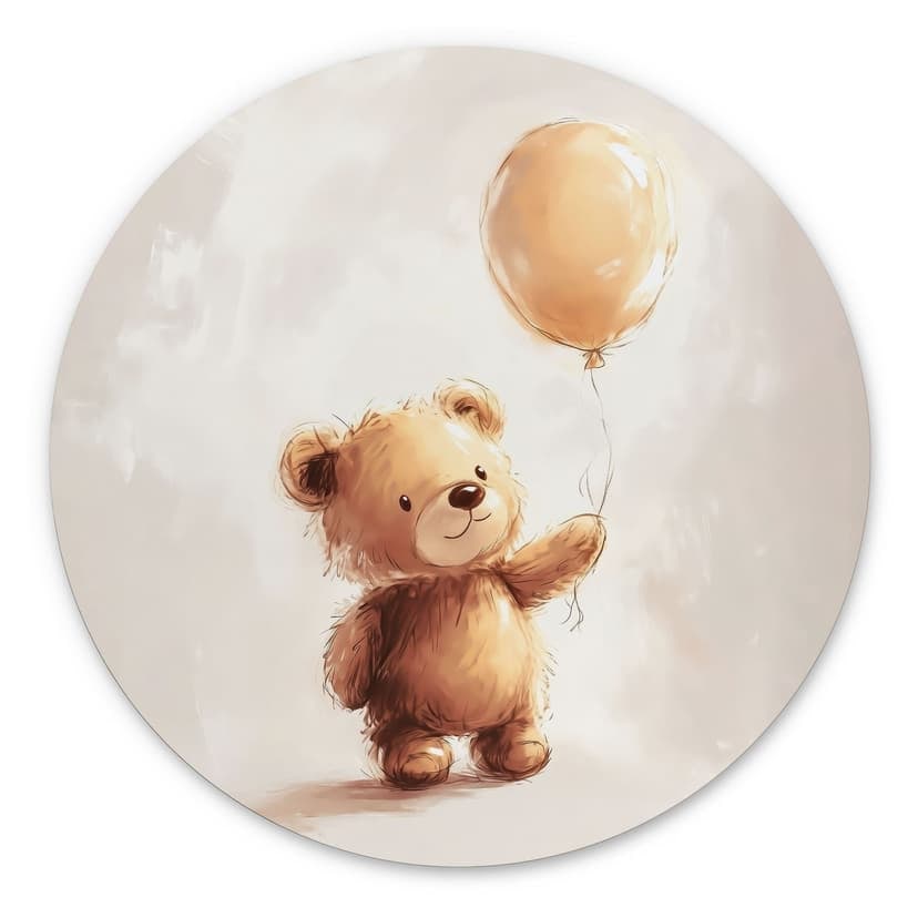 Stampe per pareti orsetto con palloncino - Magnusson - Alu-Dibond Round
