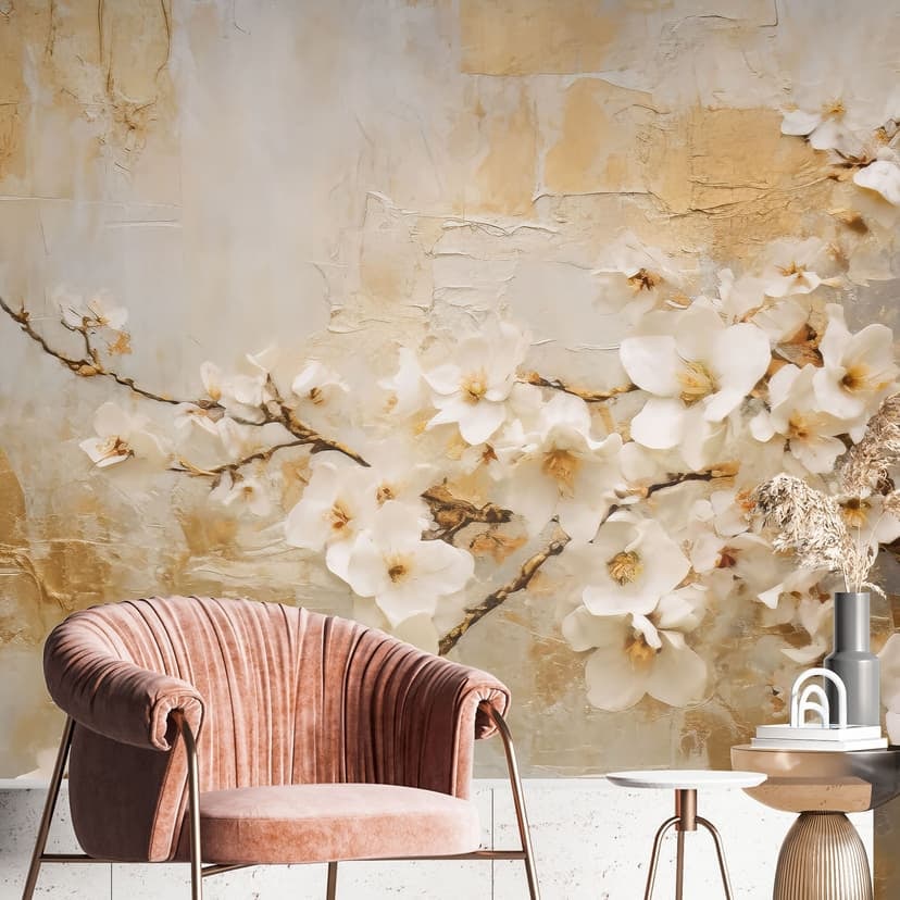 Fotomurale Fiori di ramo su oro vintage - Paksoylu