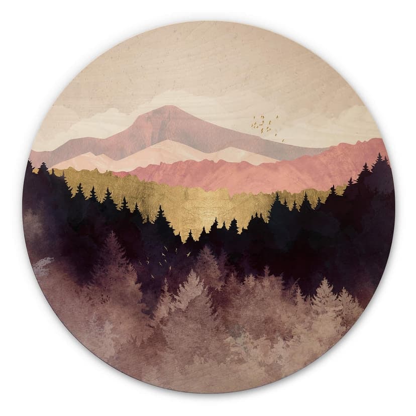 Stampa su legno di SpaceFrog Designs - Foresta viola - Rotondo