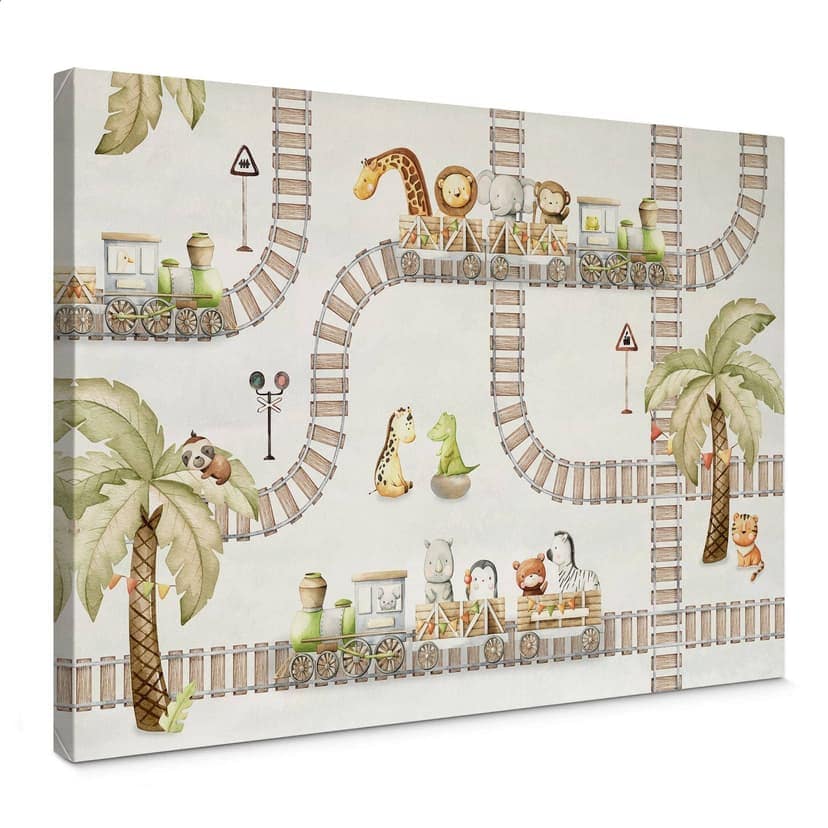 Stampa su tela Locomotiva con animali dello zoo - Oliver Robins