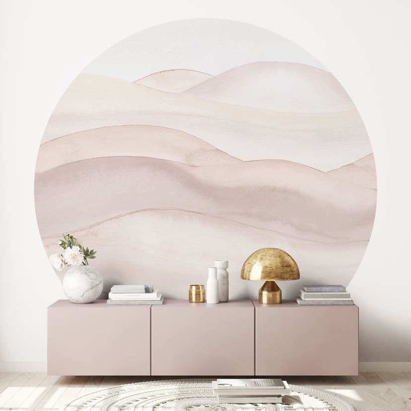 Morbide colline acquerellate - Decorazioni floreali - Rotondo - Autoadesivo/non tessuto