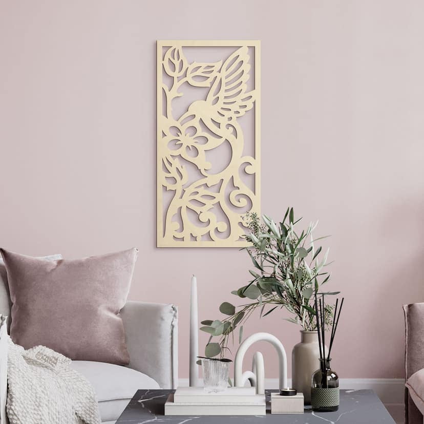 Decoro in legno Fiori di colibrì