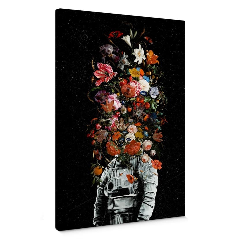 Stampa su tela Astronauta con composizione floreale - Nicebleed