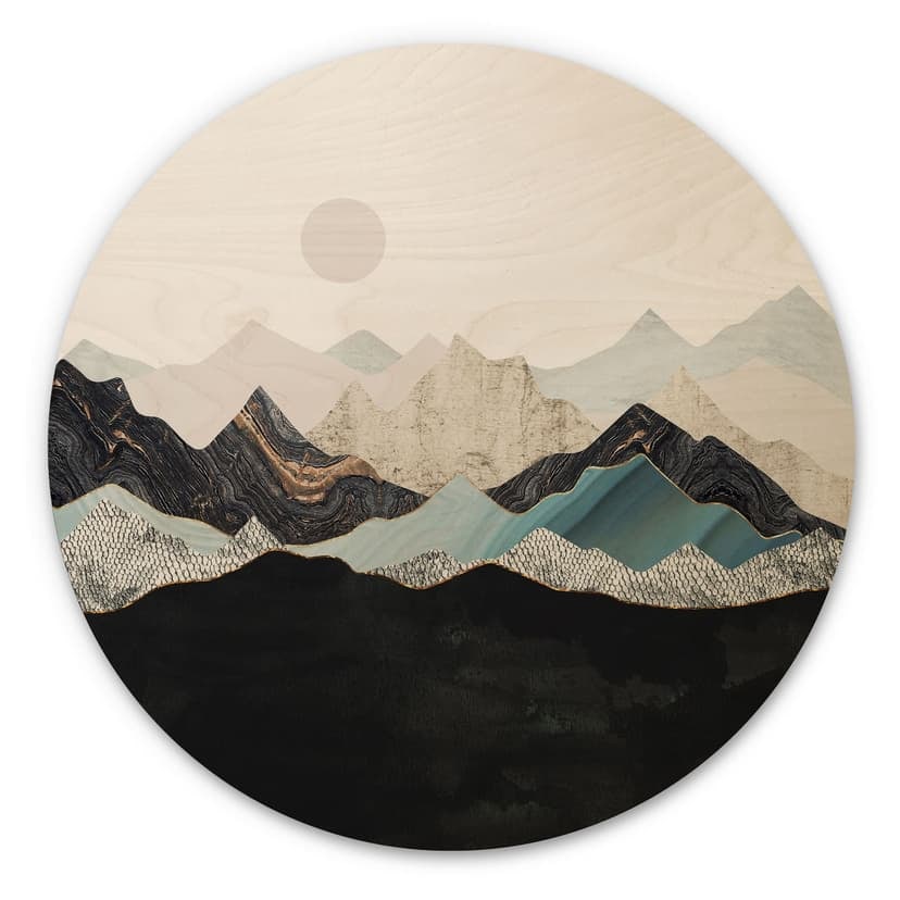 Stampa su legno Tranquillo paesaggio montano al crepuscolo - SpaceFrog Designs