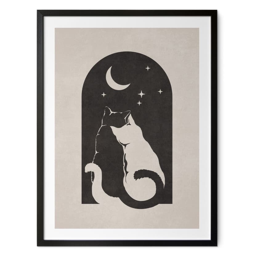 Poster di due gatti al chiaro di luna - Tunaboylu