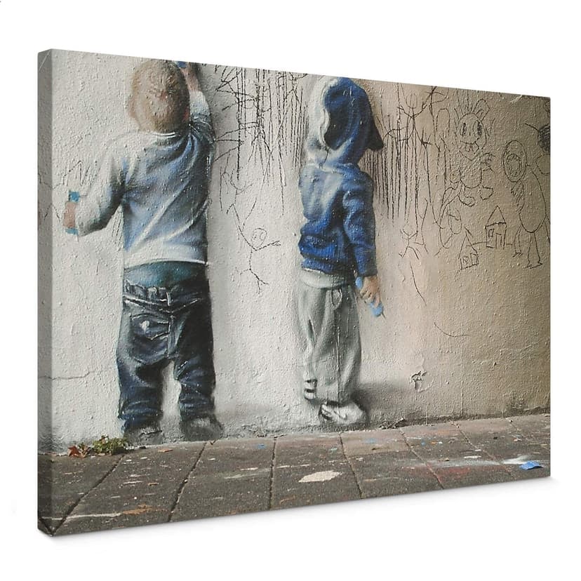 Stampa su tela Banksy - Boys drawing