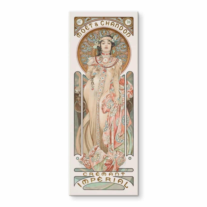 Stampa su vetro acrilico Mucha - Moët e Chandon: Dry Imperial - panoramica