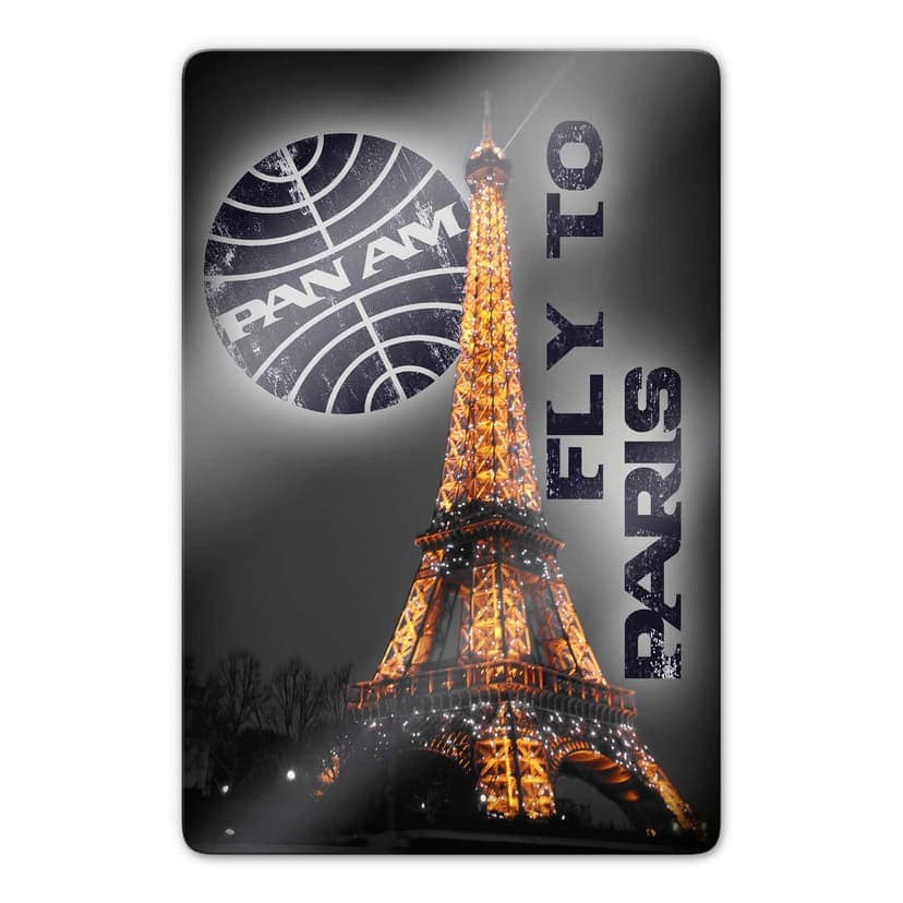 Glasbild PAN AM - Paris Eiffelturm beleuchtet