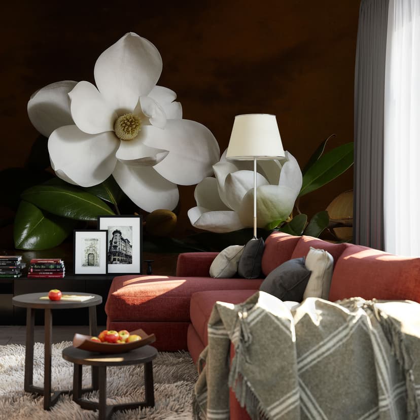 Fotomurale Ramo di magnolie con foglie