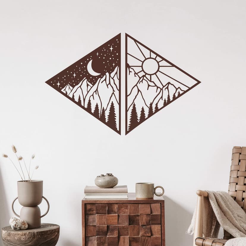 Adesivo murale Montagna di notte e di giorno in un triangolo (2 parti)