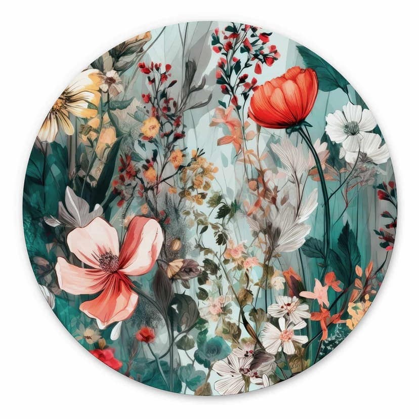 Cerchio a muro Prato primaverile con fiori - Jaszke