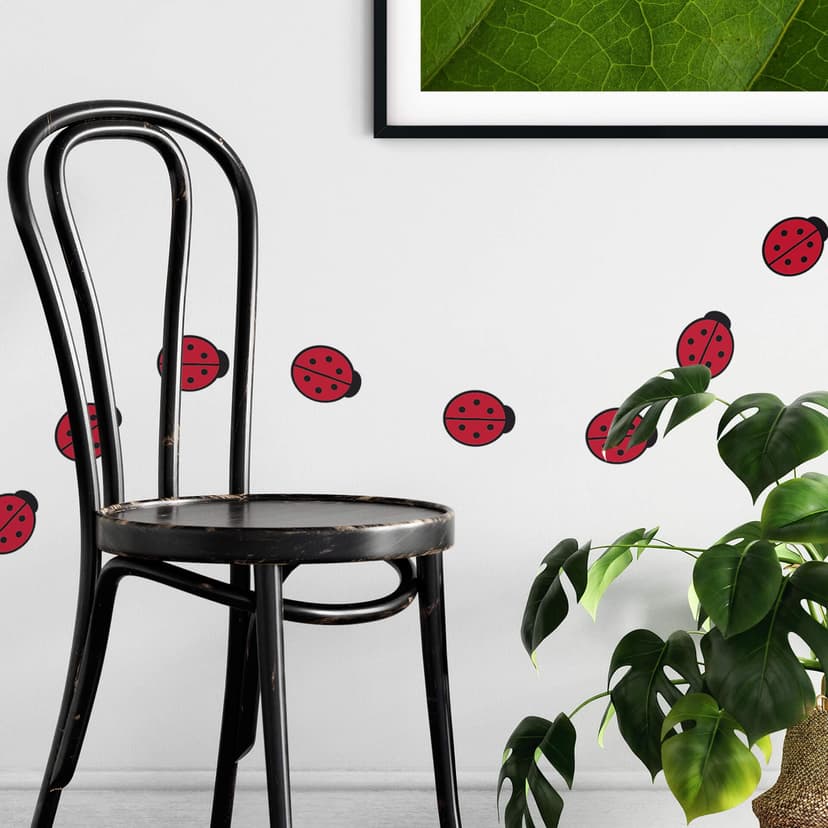 Adesivo murale - Composizione di coccinelle in rosso