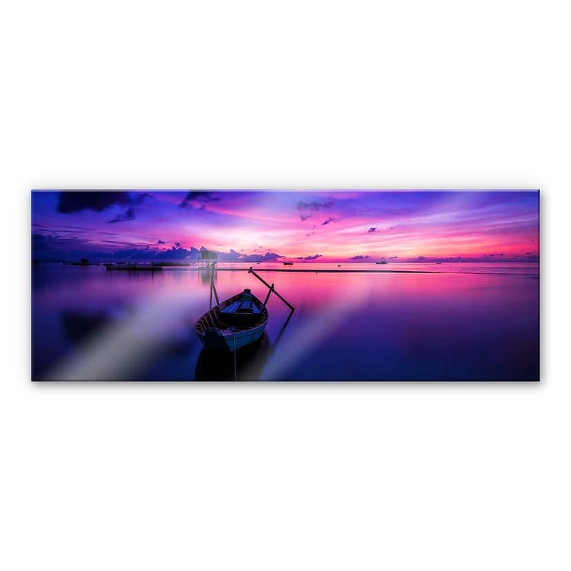Stampa su vetro acrilico Alba rosa - panoramica