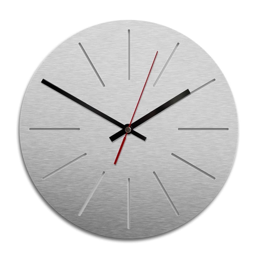 Wanduhr Alu-Dibond-Silbereffekt - Klassisch 01 - Ø