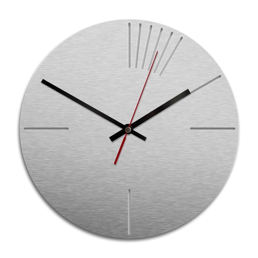 Wanduhr Alu-Dibond-Silbereffekt - Klassisch 02 - Ø