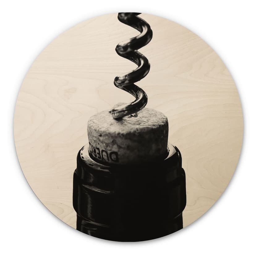 Stampa su legno Vino con cavatappi - Pictufy Studio