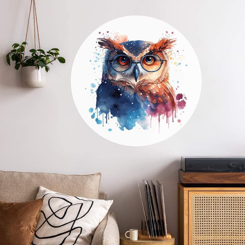 Adesivo murale Heine - Gufo intelligente con occhiali