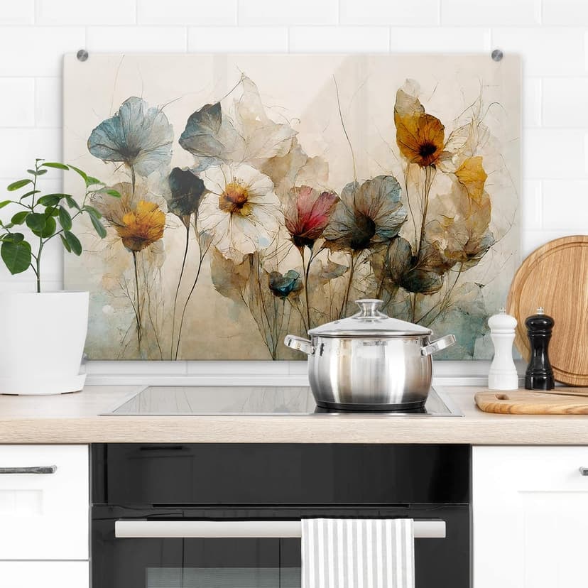 Pannello paraschizzi Bouquet di fiori secchi - Treechild