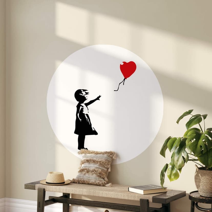 Adesivo murale Banksy - Ragazza con palloncino rosso - Rotondo