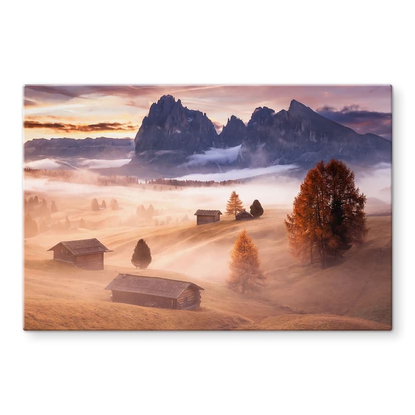 Stampa su vetro Nebbia d'autunno sulle Alpi - Selagea