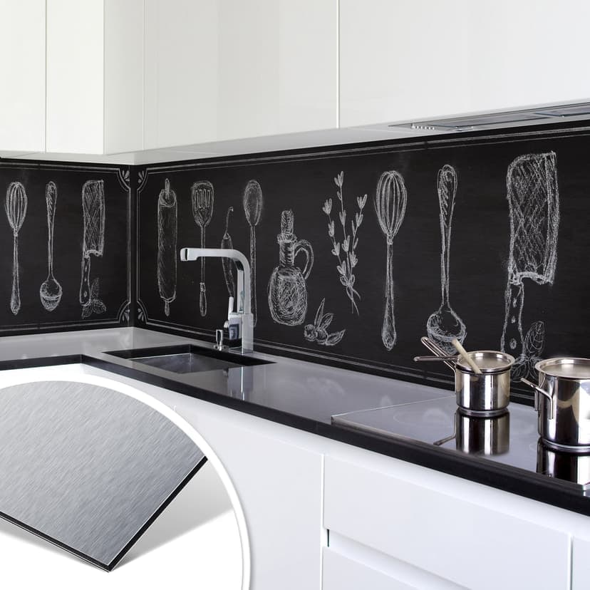 Rivestimento cucina - Alu-Dibond argentato - Cucina rustica