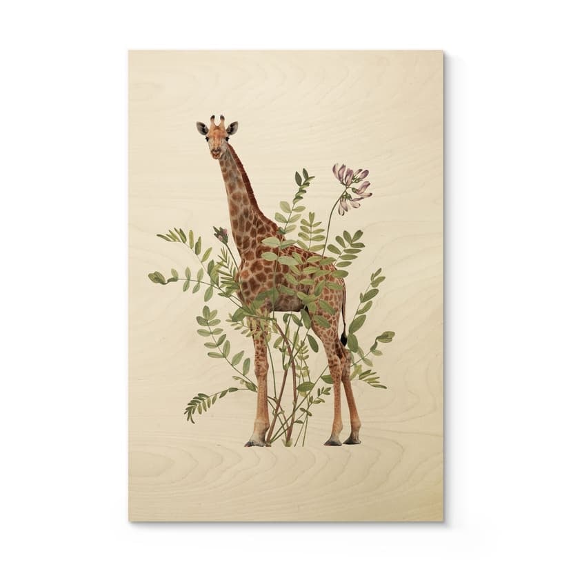 Quadro in legno con giraffa floreale - Frida Floral Studio