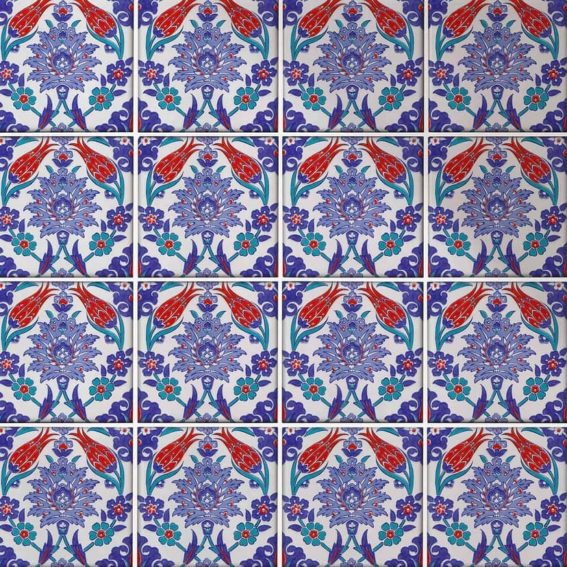 Fliesenaufkleber Orientalischer Blumenkranz - Blau