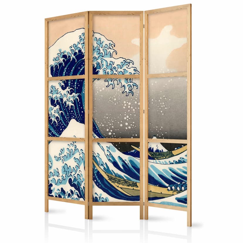 Parete divisoria pieghevole giapponese - Grande onda a Kanagawa, 3 pezzi