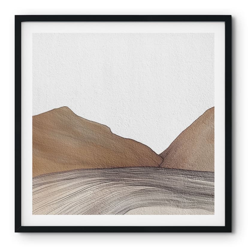 Poster Line Art Montagne e deserto | Minimal Art - Alma - Square