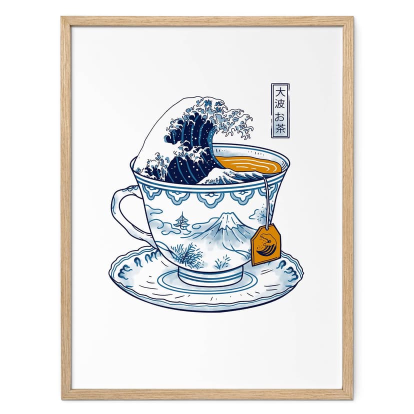 Poster Tè a onde di grandi dimensioni in stile Hokusai - Trinidad