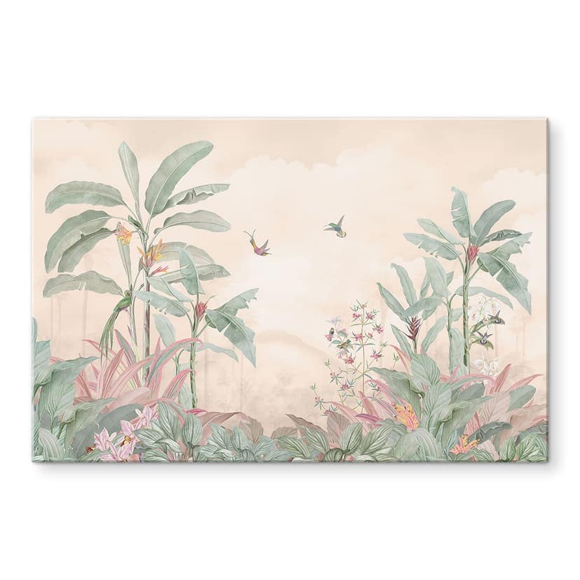 Idillio tropicale con colibrì albicocca - Bloomery Decor - Alluminio dibond