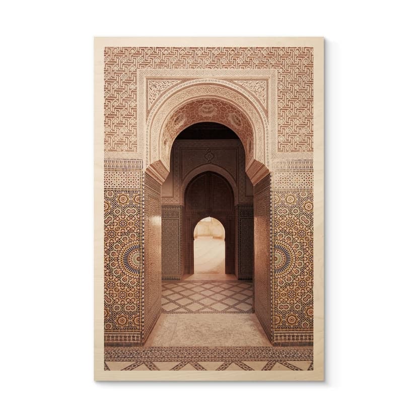 Cancello orientale a stampa su legno con mosaici - Sisi & Seb