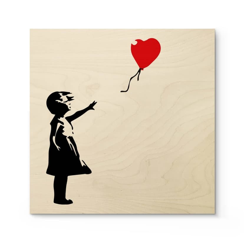 Stampa su legno Banksy - Girl with the red balloon