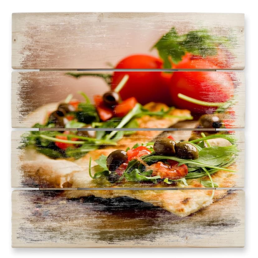Stampa su legno -Pizza all'italiana