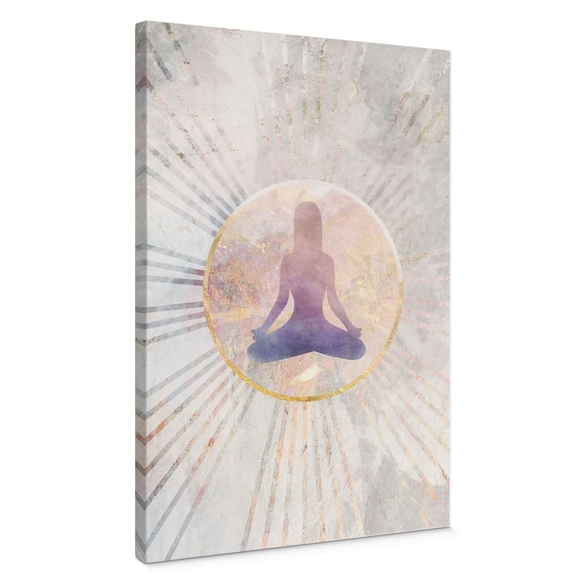 Stampe su tela Posizione del loto - Meditazione nella luce dorata - Manovski